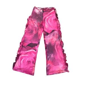 KIM SHUI Silk Rose Petal Pants